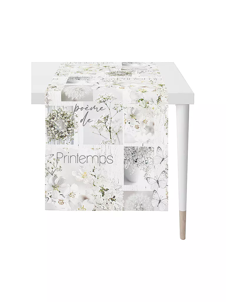 APELT | Tischläufer 42x140cm SPRINGTIME Printemps | hellgrau