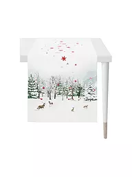 APELT | Weihnachts Tischläufer 140x48cm SEASON  Weiss/Rot  | weiss