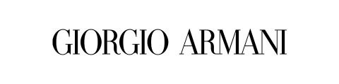 Das Bild zeigt das Logo von Giorgio Armani mit dem Namen in fetten, eleganten schwarzen Großbuchstaben auf weißem Hintergrund.