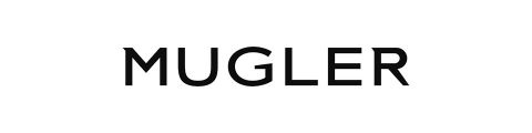 Das Bild zeigt das Logo von „MUGLER“ in fetten, schwarzen Großbuchstaben auf weißem Hintergrund.