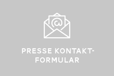 Grauer Hintergrund mit einem weißen Umschlagsymbol mit einem „@“-Symbol darin. Unter dem Umschlag steht in Weiß „Presse Kontakt Formular“.