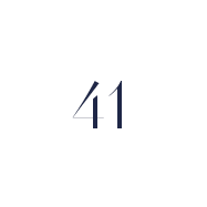 Das Bild zeigt die Zahl „41“ in einer eleganten Serifenschrift zentriert auf einem weißen Hintergrund.