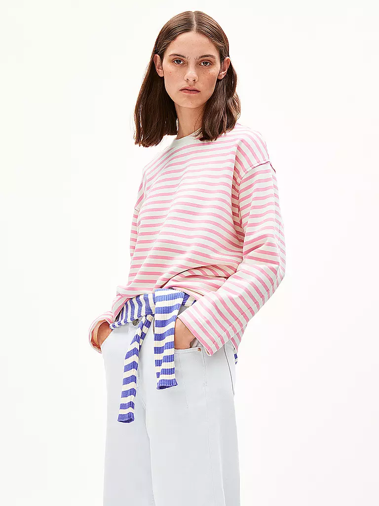 ARMEDANGELS | Sweater Oversized Fit FRANKAA  STRIPES | rosa