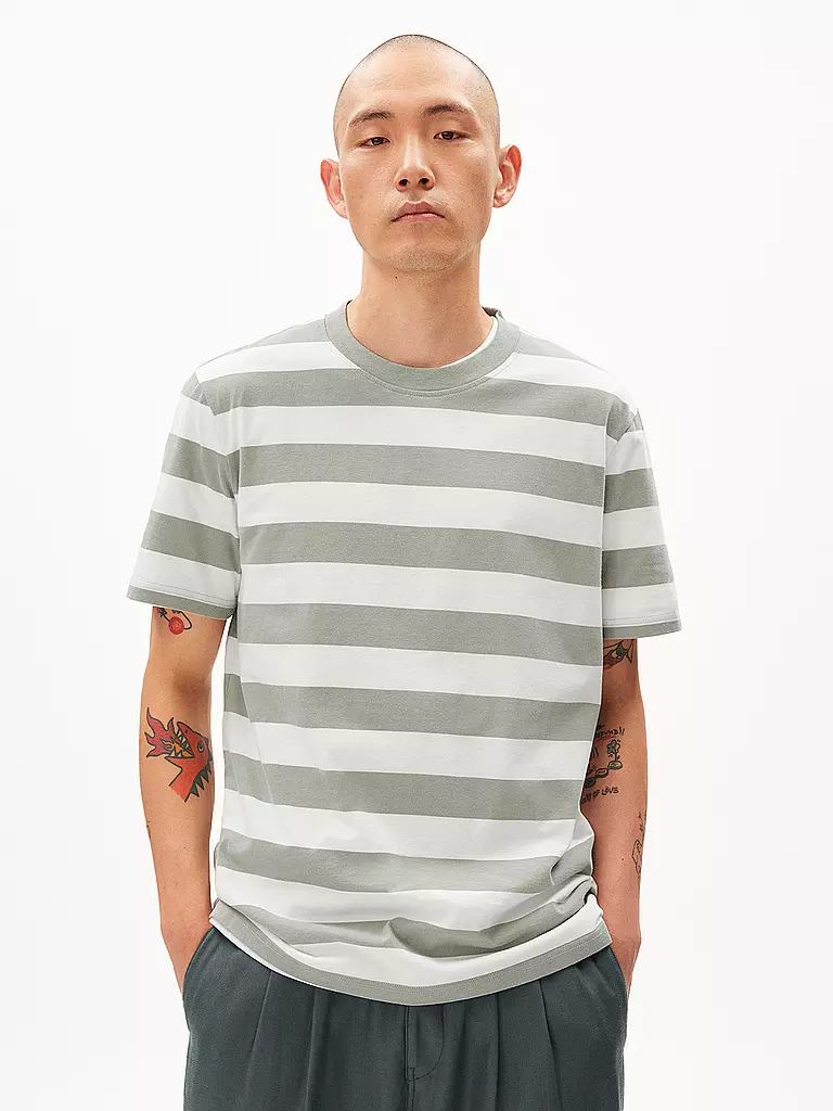 ARMEDANGELS | T-Shirt BAHAAR STRIPES | hellgrün