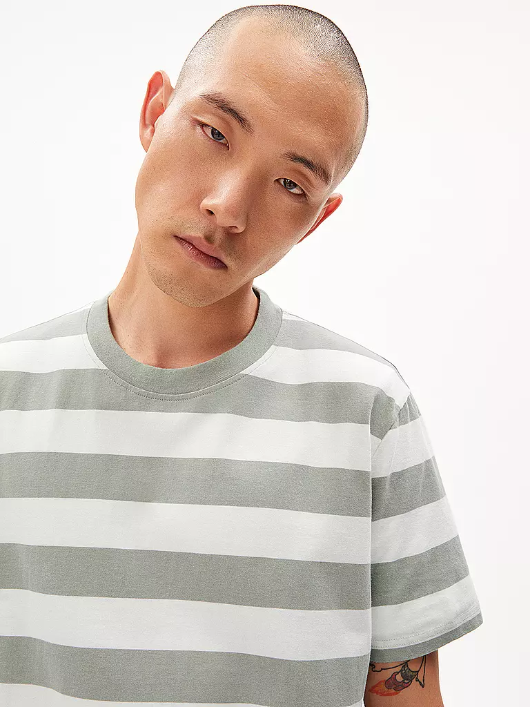 ARMEDANGELS | T-Shirt BAHAAR STRIPES | hellgrün