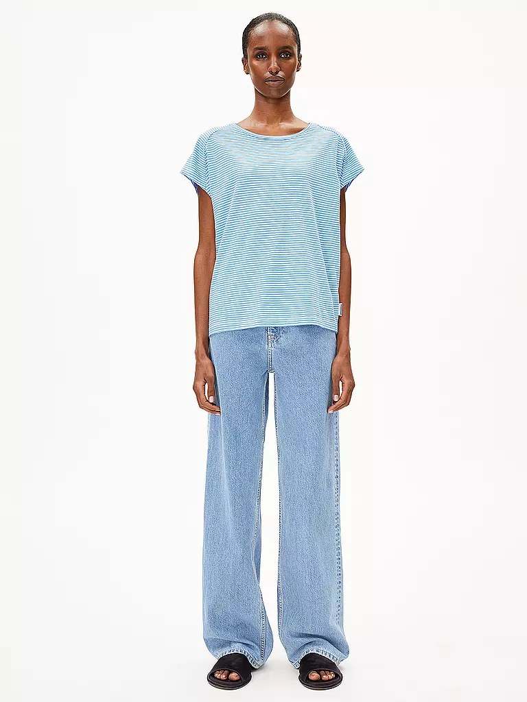 ARMEDANGELS | T-Shirt ONELIAA LOVELY STRIPES | hellblau
