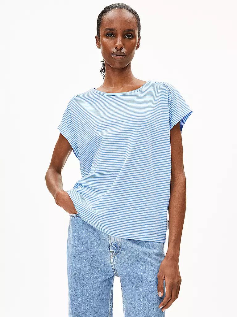 ARMEDANGELS | T-Shirt ONELIAA LOVELY STRIPES | hellblau