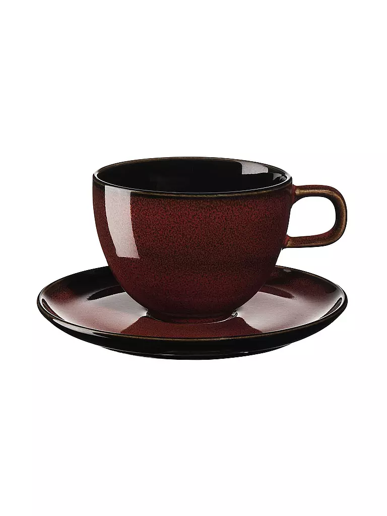 ASA SELECTION | Kaffeetasse mit Unterteller "Kolibri" (Rusty Red) | rot