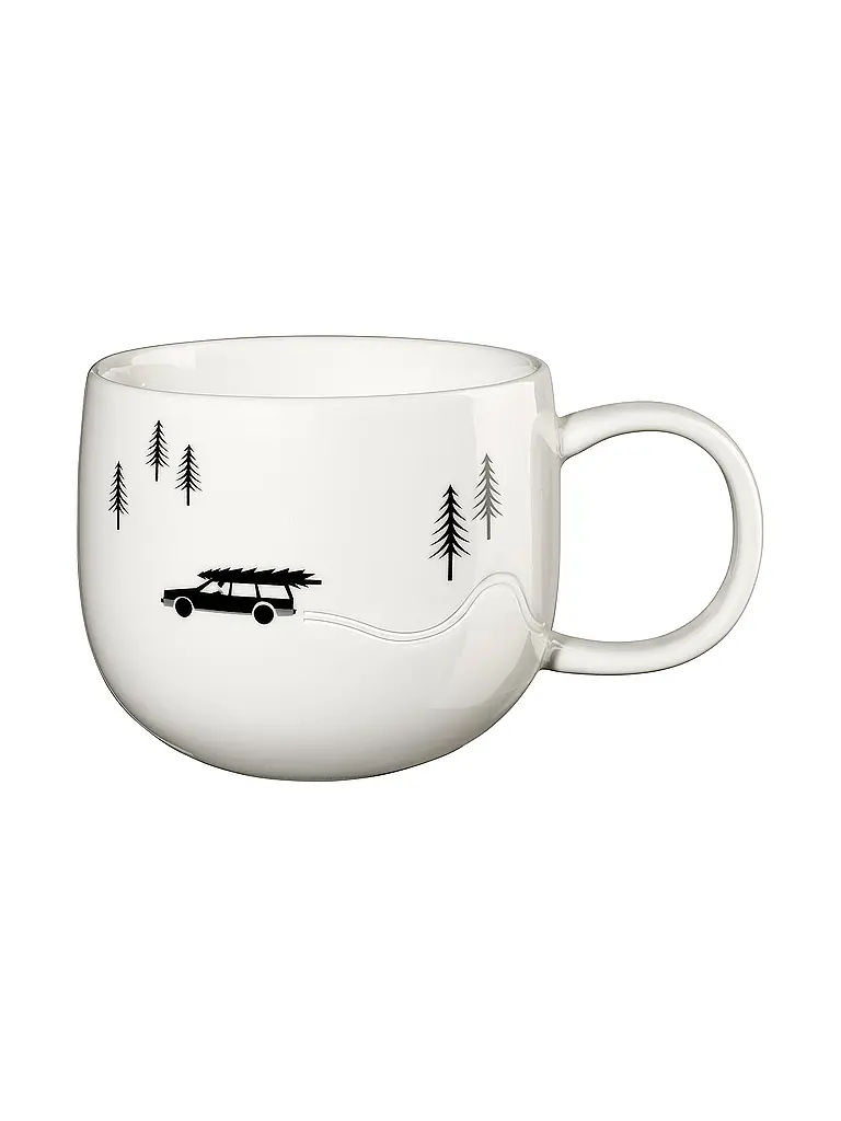 ASA SELECTION | Weihnachts Henkelbecher 0,4l Skiddng Xmas  | weiss