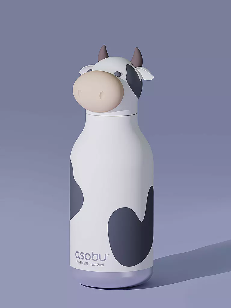 ASOBU | Isolierflasche 460ml KUH weiss / schwarz | weiss