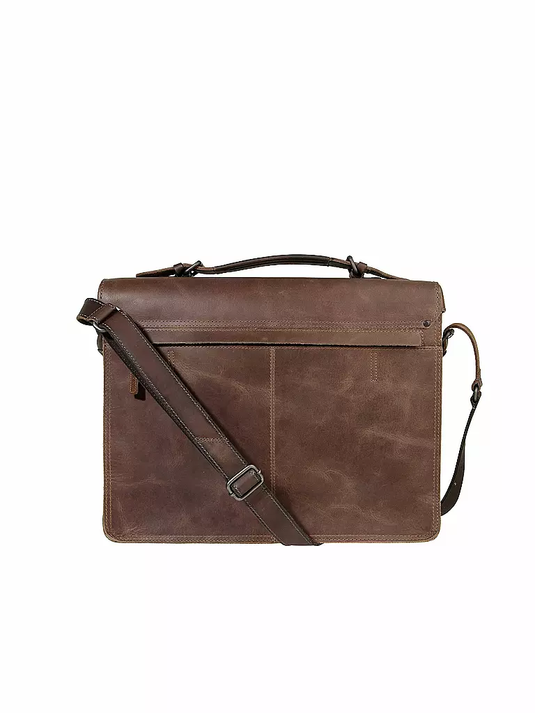 AUNTS & UNCLES | Ledertasche - Laptoptasche "Good Old Friends - Big Fella" | braun