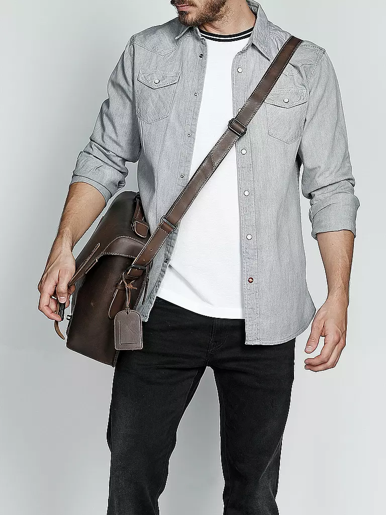 AUNTS & UNCLES | Ledertasche - Laptoptasche "Good Old Friends - Fella" | braun