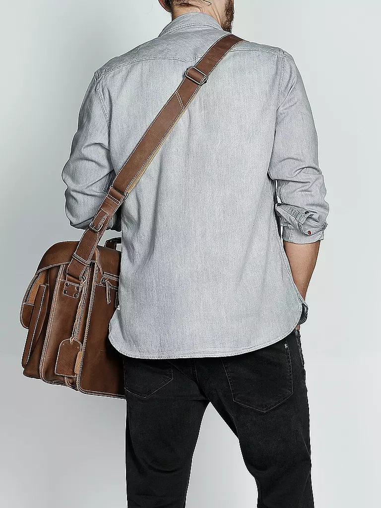 AUNTS & UNCLES | Ledertasche - Laptoptasche "Hunter - Big Finn" | braun