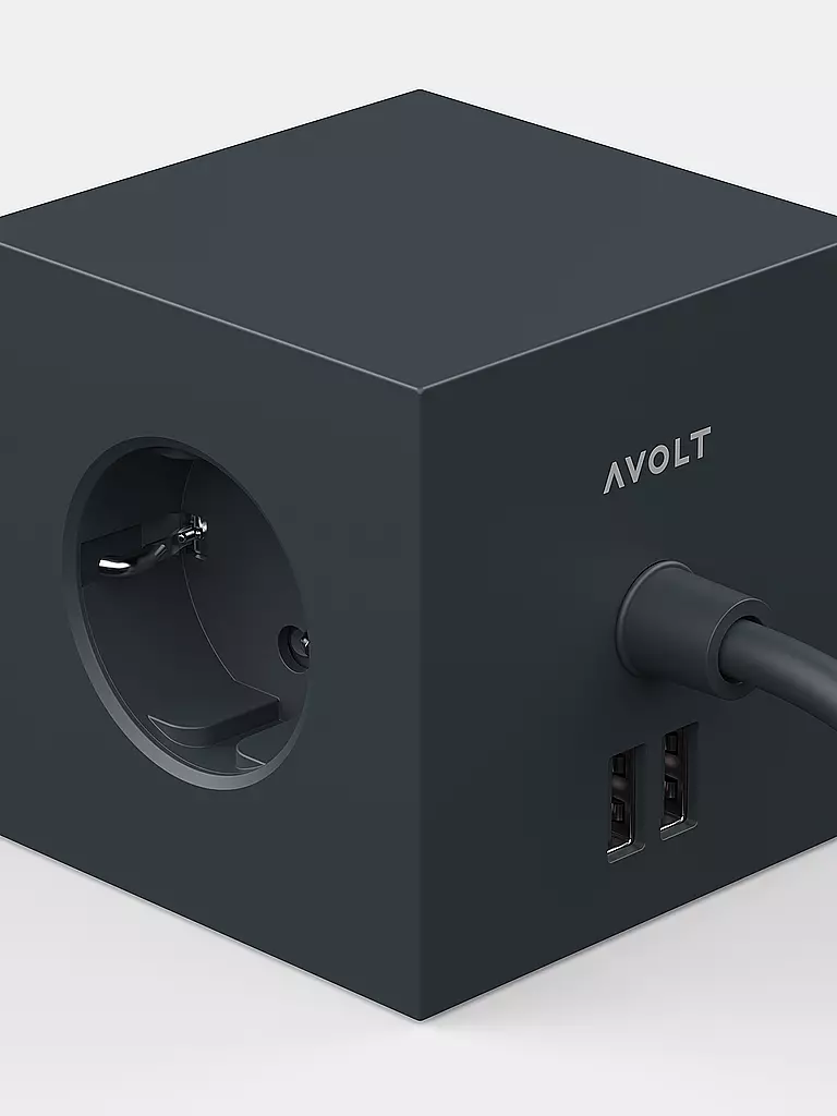 AVOLT | Mehrfachsteckdose Square 1 F 1.8MT Stockholm Black | hellgrau