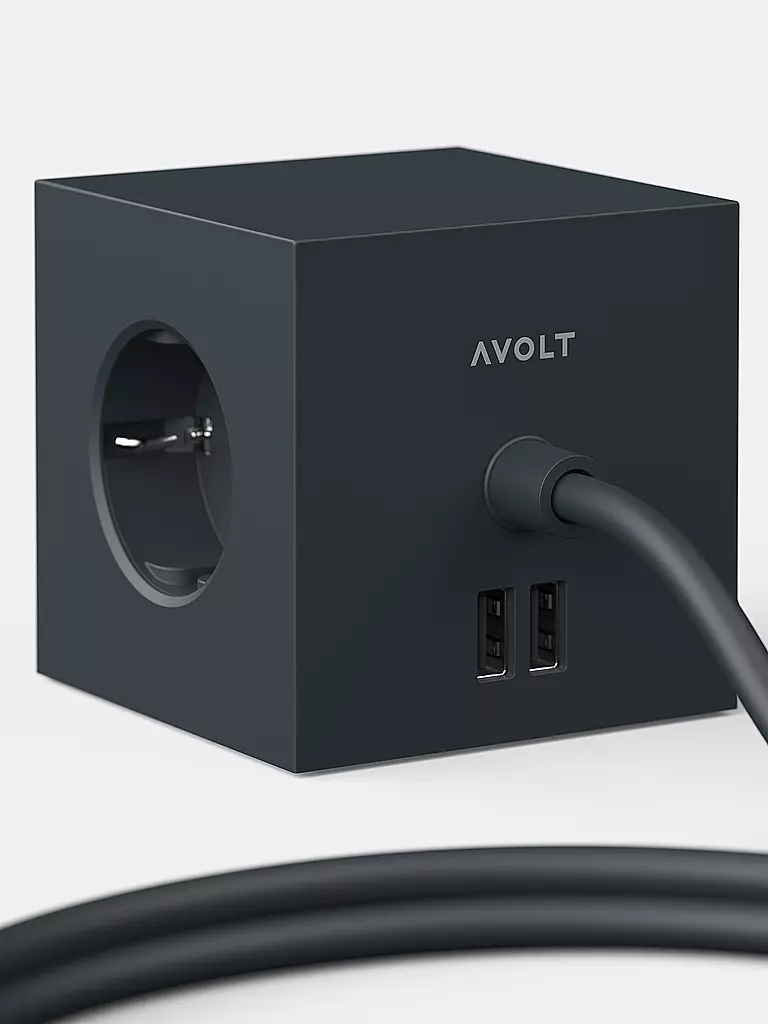 AVOLT | Mehrfachsteckdose Square 1 F 1.8MT Stockholm Black | hellgrau