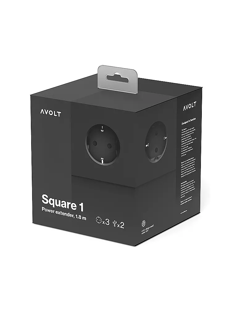 AVOLT | Mehrfachsteckdose Square 1 F 1.8MT Stockholm Black | hellgrau