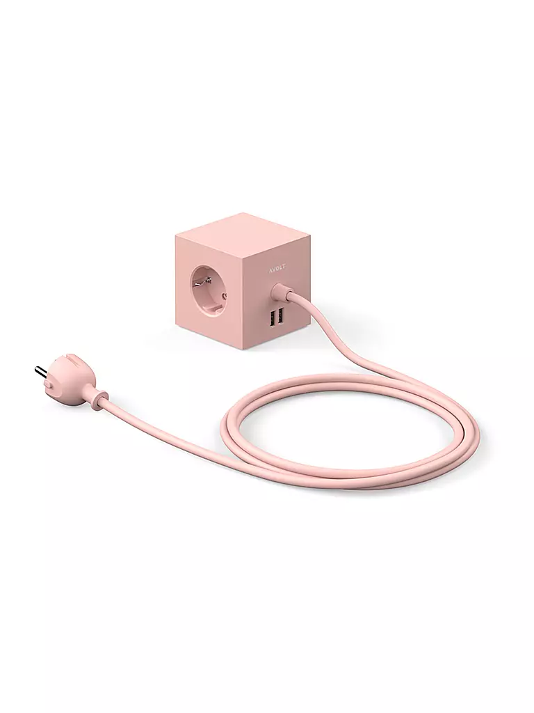 AVOLT | Würfelsteckdose mit USB Square1 | rosa