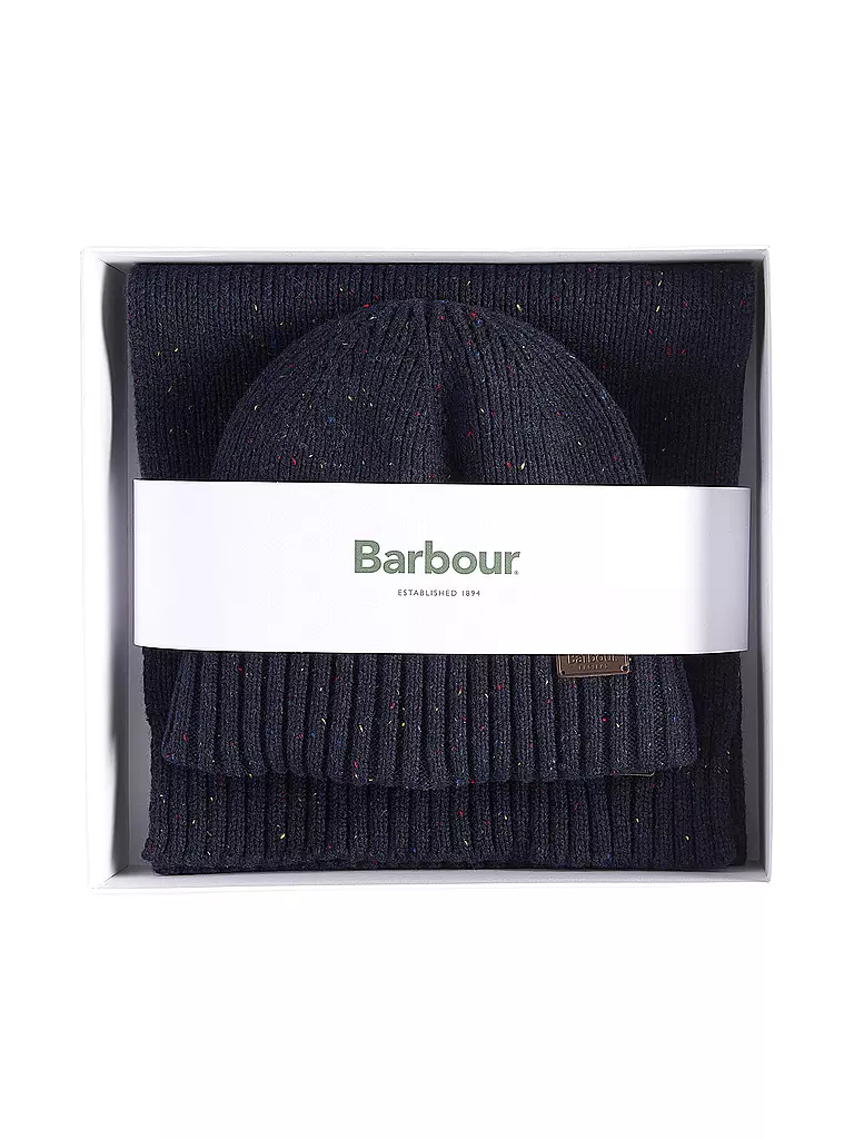 BARBOUR | Geschenkset 2-teilig Schal und Mütze CARLTON | dunkelblau