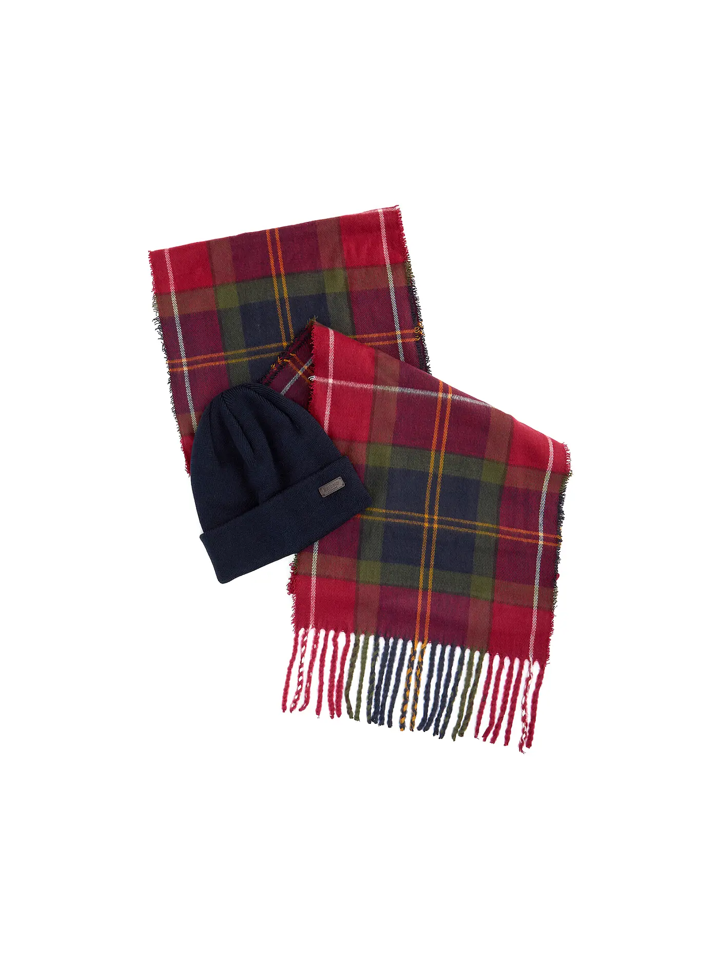 BARBOUR | Geschenkset 2-teilig Schal und Mütze SWINTON CHRISTMAS | rot