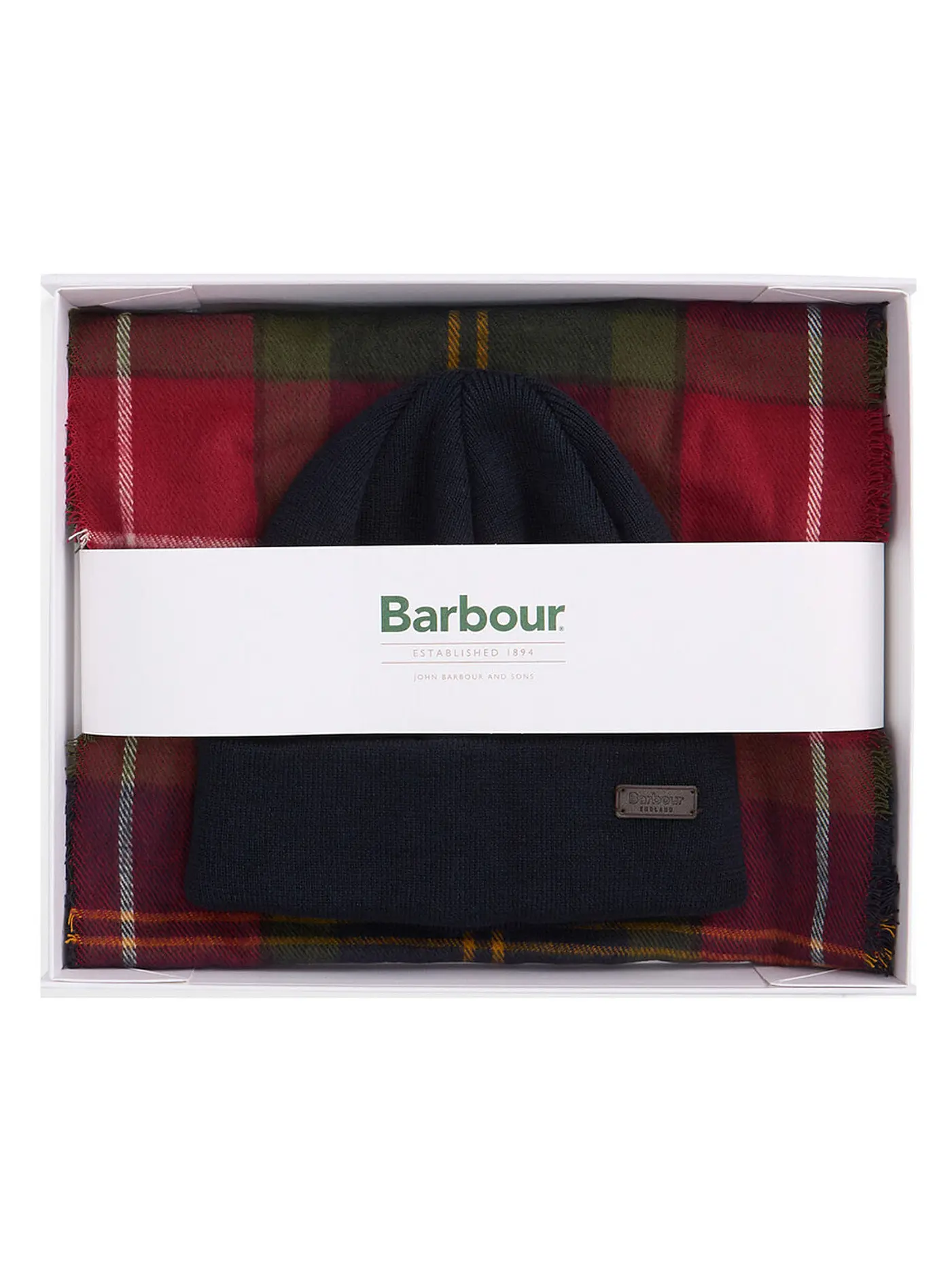 BARBOUR | Geschenkset 2-teilig Schal und Mütze SWINTON CHRISTMAS | rot