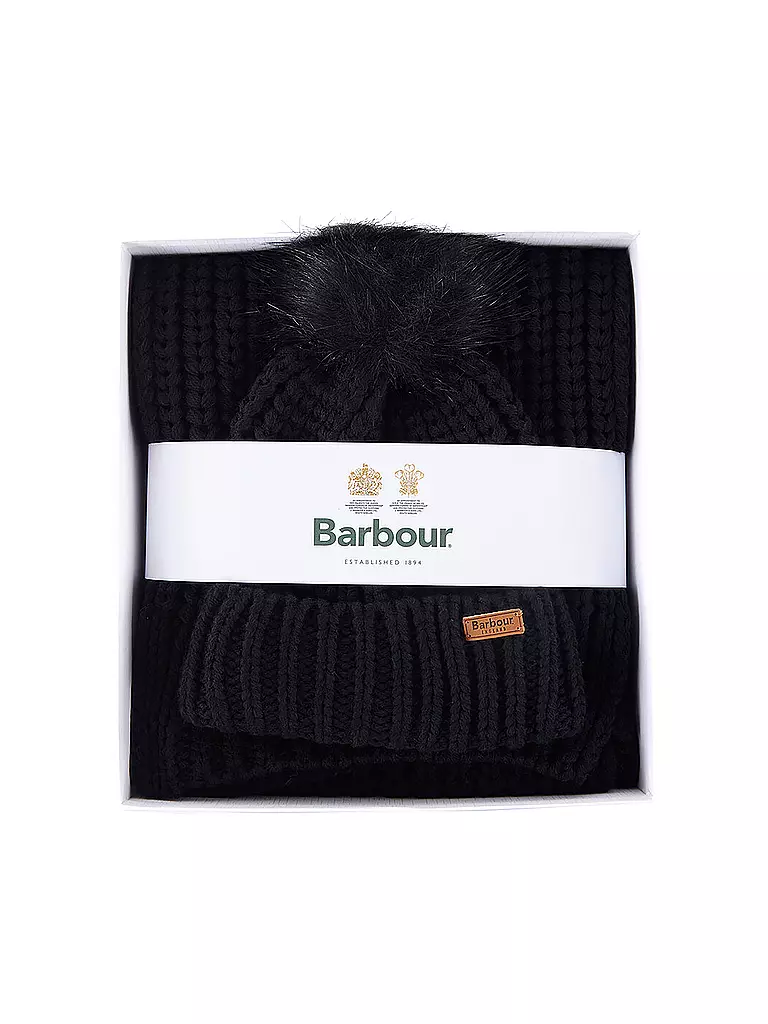 BARBOUR | Geschenkset Beanie und Schal SALTBURN | schwarz