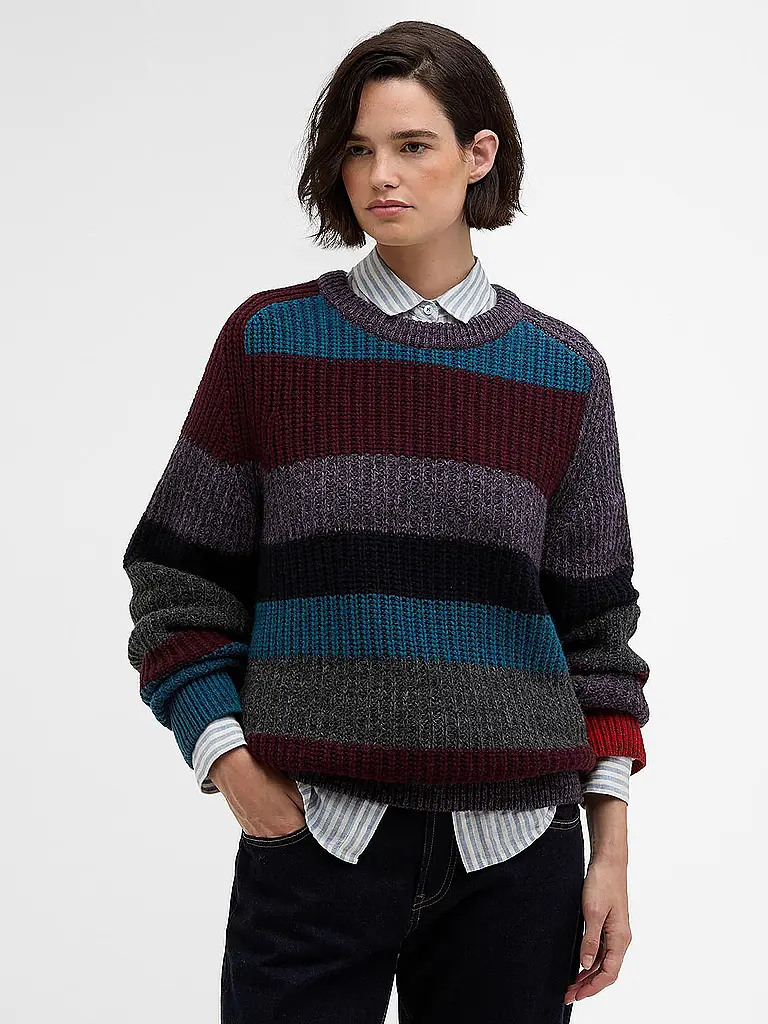 BARBOUR | Paul Smith loves Barbour Pullover Multi Striped Rundhalsausschnitt | Rot