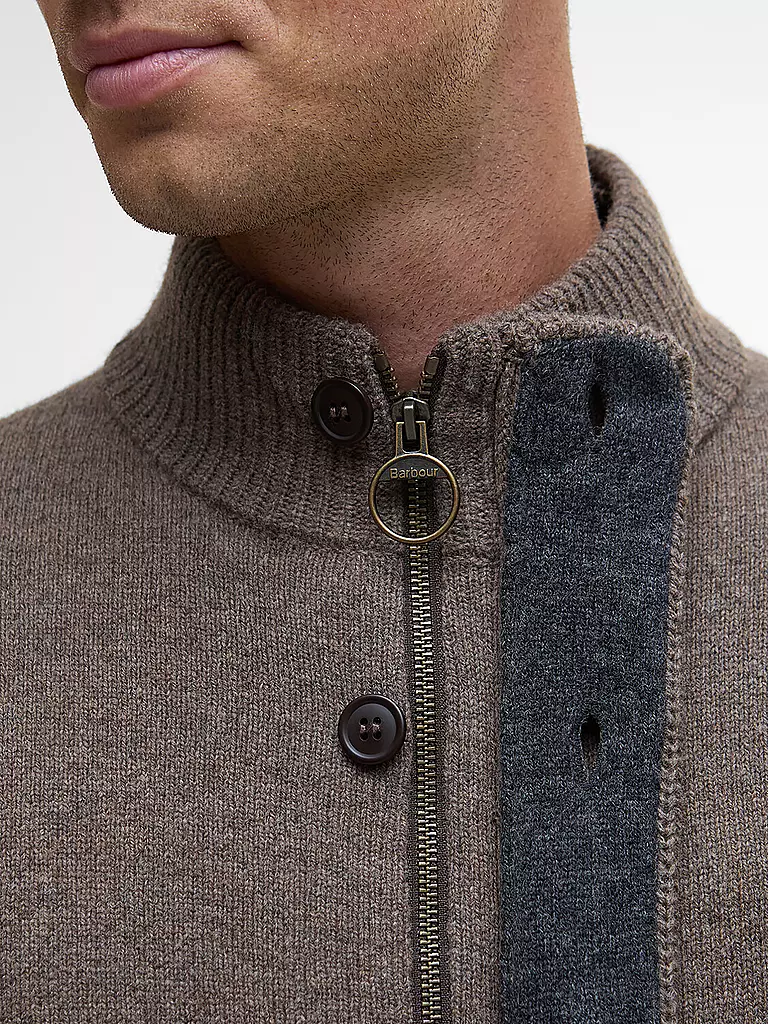 BARBOUR | Strickjacke ESSENTIAL | hellgrau