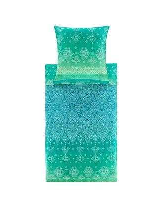 BASSETTI | Satin Bettwäsche KERALA 2x 70x90cm / 200x200cm Gruen