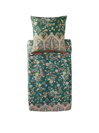 BASSETTI | Satin Bettwäsche 70x90cm / 140x200cm INDIAN ROSES Gruen
