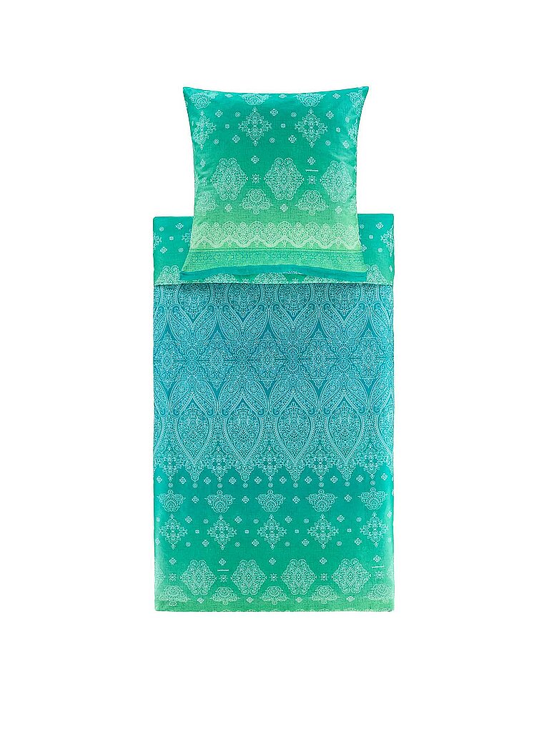 BASSETTI Satin Bettwäsche KERALA 2x 70x90cm / 200x200cm Gruen grün