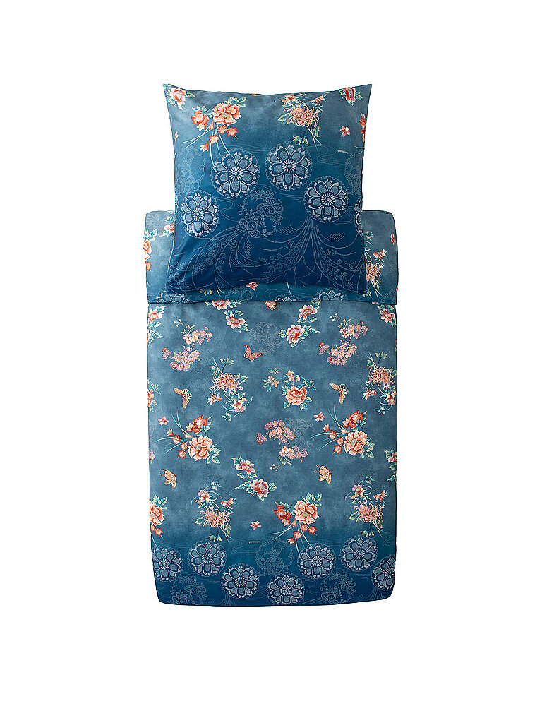 BASSETTI Satin Bettwäsche 70x90cm / 140x200cm ESPERIDI Petrol blau