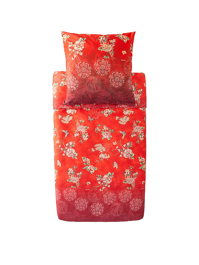 BASSETTI Satin Bettwäsche 70x90cm / 140x200cm ESPERIDI Rot rot