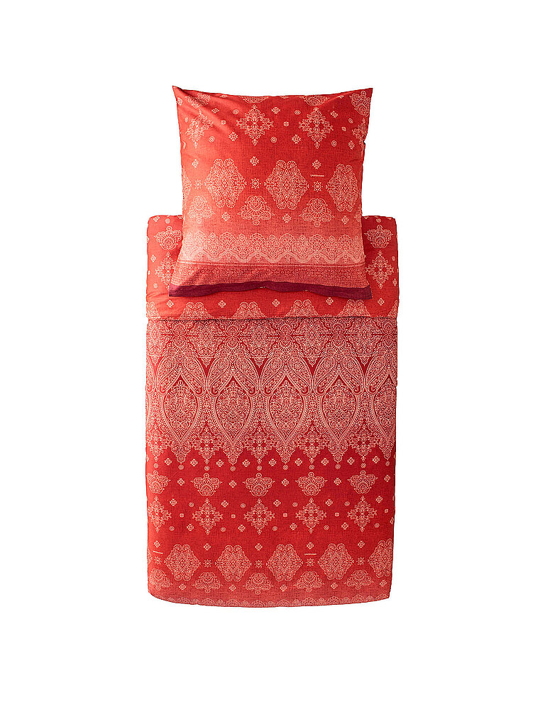 BASSETTI Satin Bettwäsche 2x70x90cm/ 200x200cm KERALA Bordeaux dunkelrot