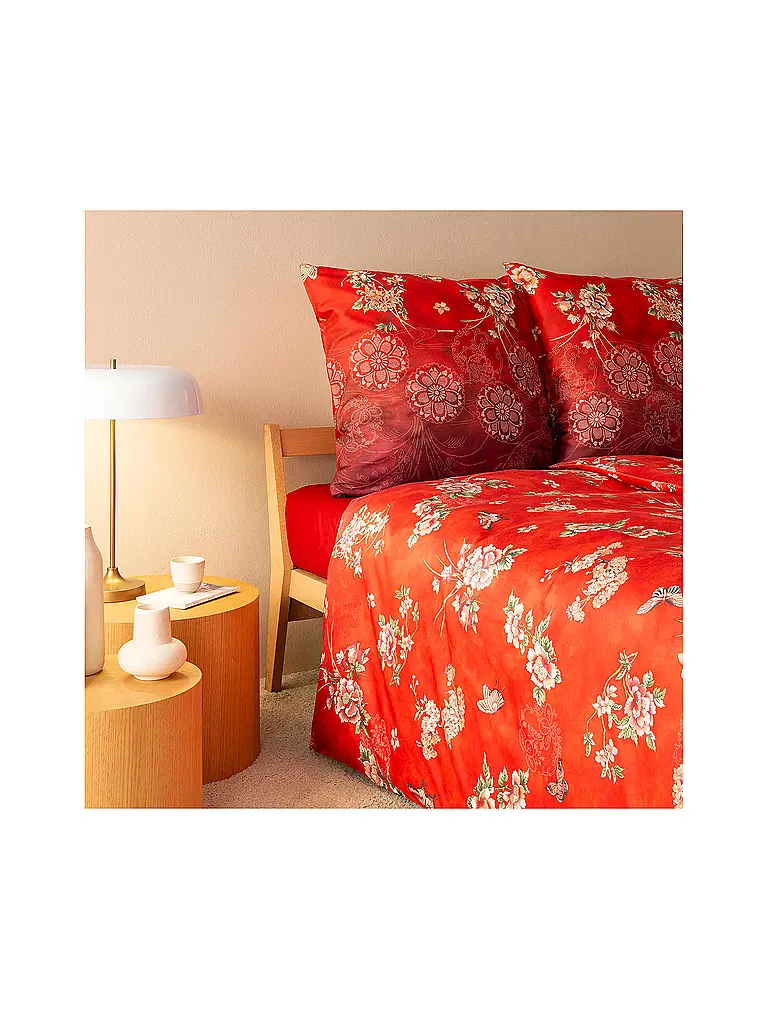 BASSETTI | Satin Bettwäsche 70x90cm / 140x200cm ESPERIDI  Rot | rot