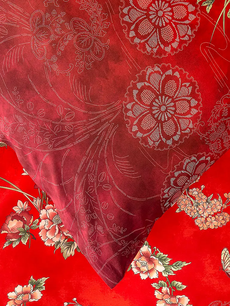 BASSETTI | Satin Bettwäsche 70x90cm / 140x200cm ESPERIDI  Rot | rot