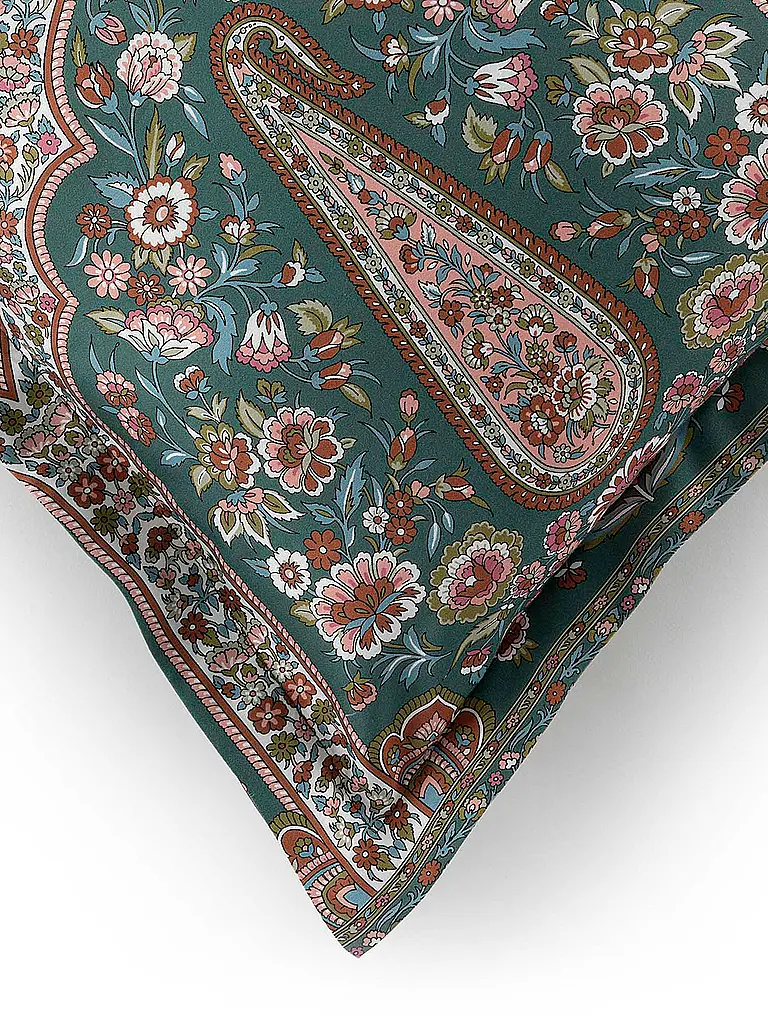 BASSETTI | Satin Bettwäsche 70x90cm / 140x200cm INDIAN ROSES Gruen | dunkelgrün