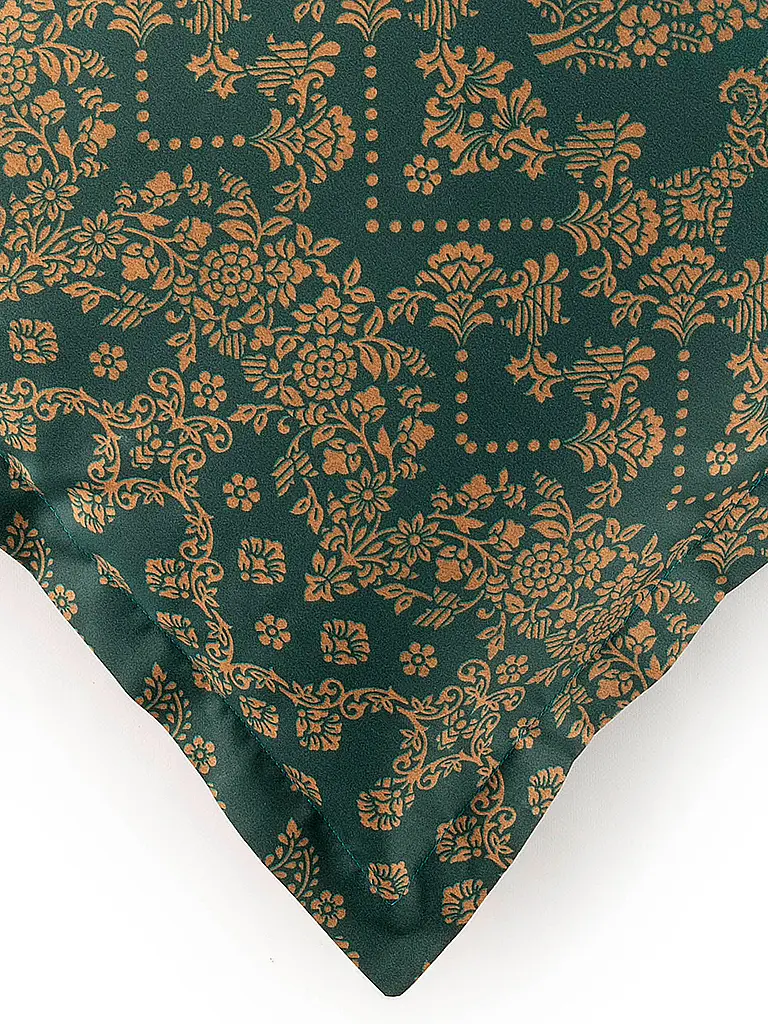BASSETTI | Satin Bettwäsche 70x90cm / 140x220cm GOLD DECOR Smaragdgruen |