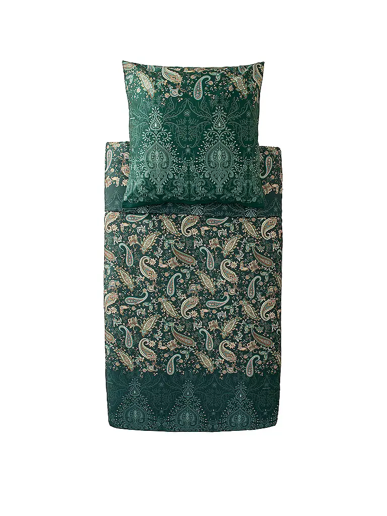 BASSETTI | Satin Bettwäsche 70x90cm / 140x220cm MONNALISA  Gruen | dunkelgrün