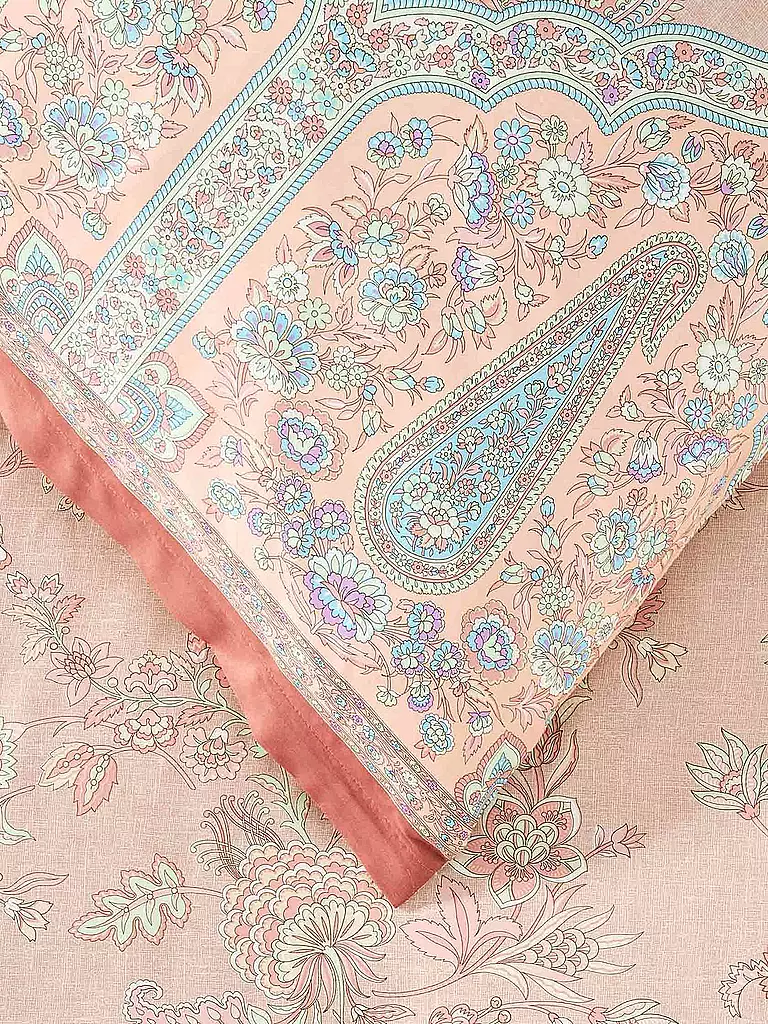 BASSETTI | Satin Bettwäsche INDIAN ROSES 2x 70x90cm / 200x200cm Beige | gelb