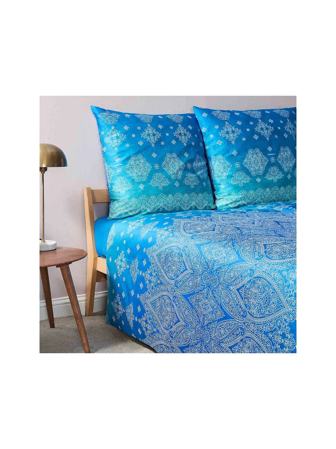 BASSETTI | Satin Bettwäsche KERALA 2x 70x90cm / 200x200cm  | blau