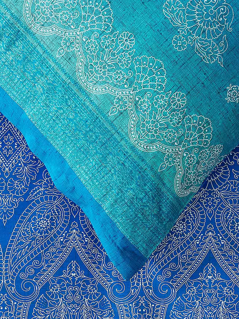 BASSETTI | Satin Bettwäsche KERALA 70x90cm/140x200cm Blau | grün