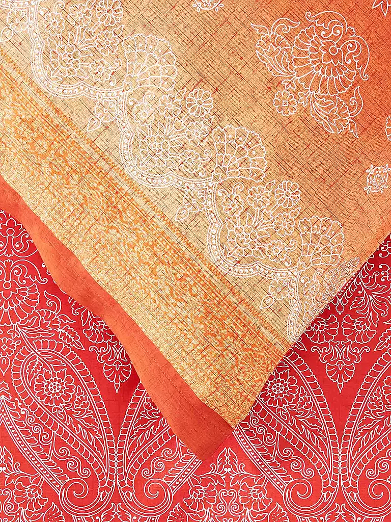 BASSETTI | Satin Bettwäsche KERALA 70x90cm/140x200cm Orange | grün