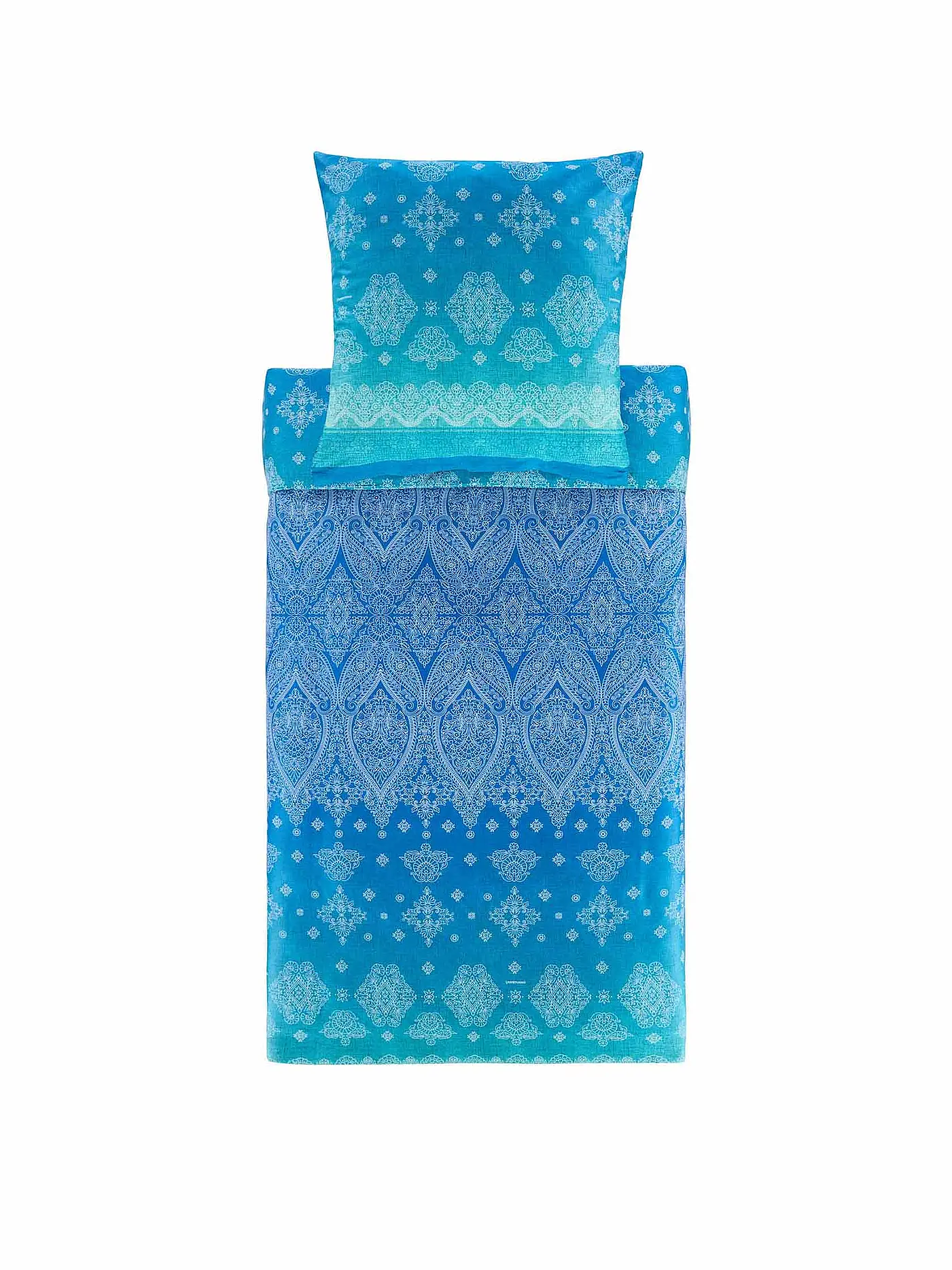 BASSETTI | Satin Bettwäsche KERALA 70x90cm/140x220cm Gruen | blau