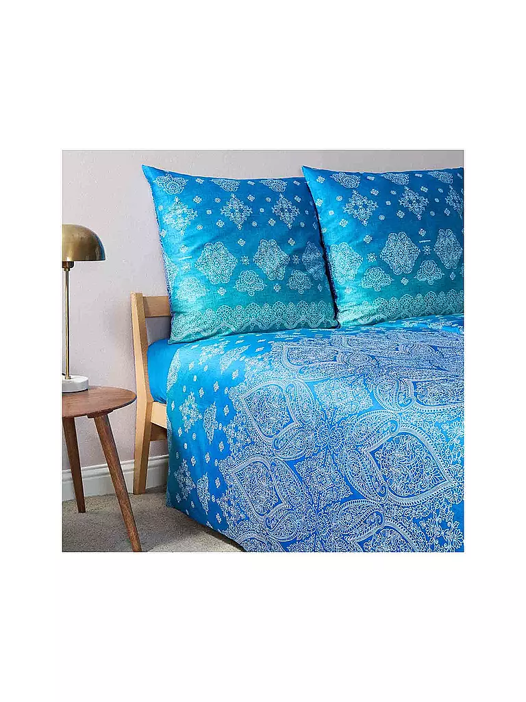 BASSETTI | Satin Bettwäsche KERALA 70x90cm/140x220cm Blau | blau