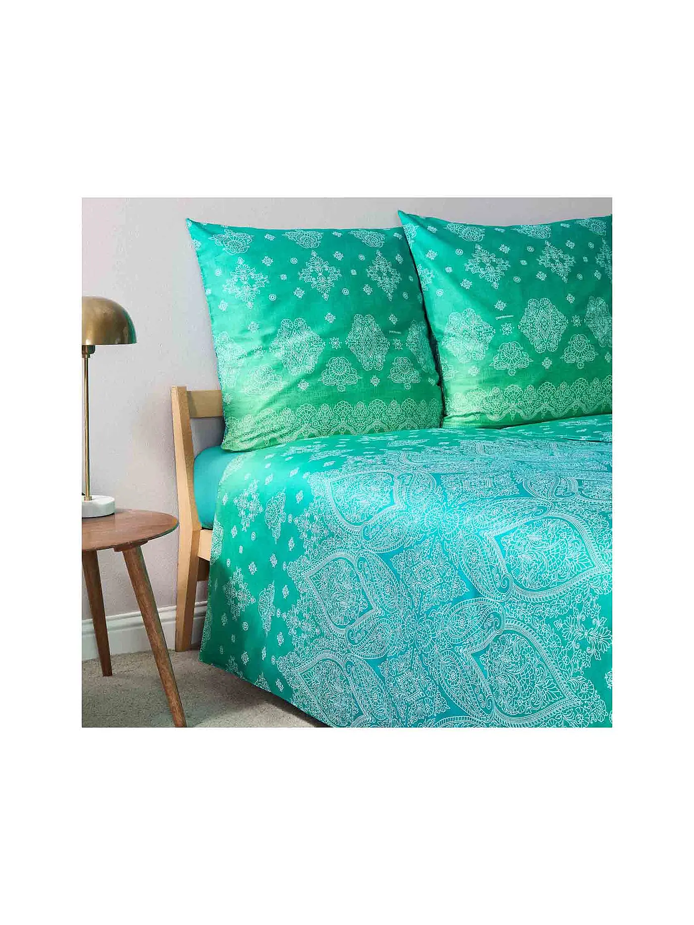 BASSETTI | Satin Bettwäsche KERALA 70x90cm/140x220cm Gruen | grün