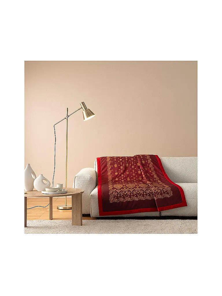 BASSETTI | Tagesdecke - Plaid 135x190cm GOLD DECOR Rot | dunkelrot