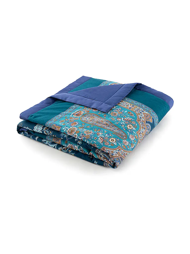 BASSETTI | Tagesdecke - Plaid 135x190cm INDIAN ROSES Blau | dunkelblau