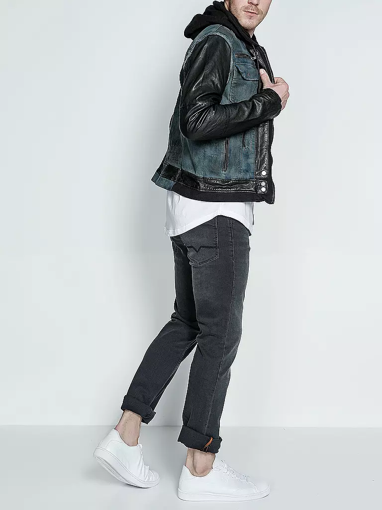 BE-EDGY | Jeansjacke mit Lederdetails "Max" | 