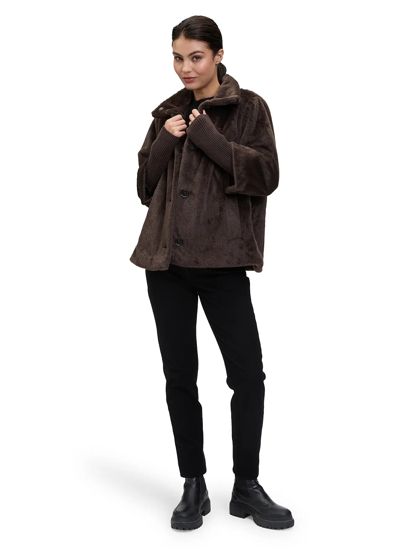 BETTY BARCLAY | Jacke in Felloptik | braun