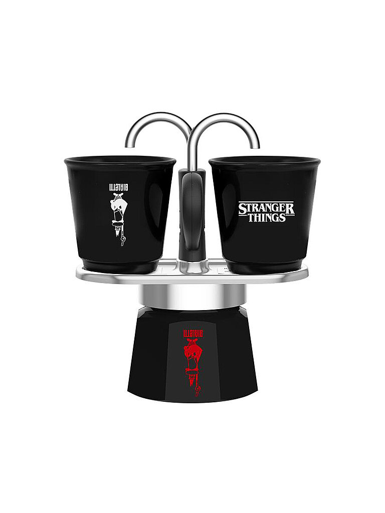 Bialetti Mini Espressokocher 2 Tassen Stranger Things Schwarz